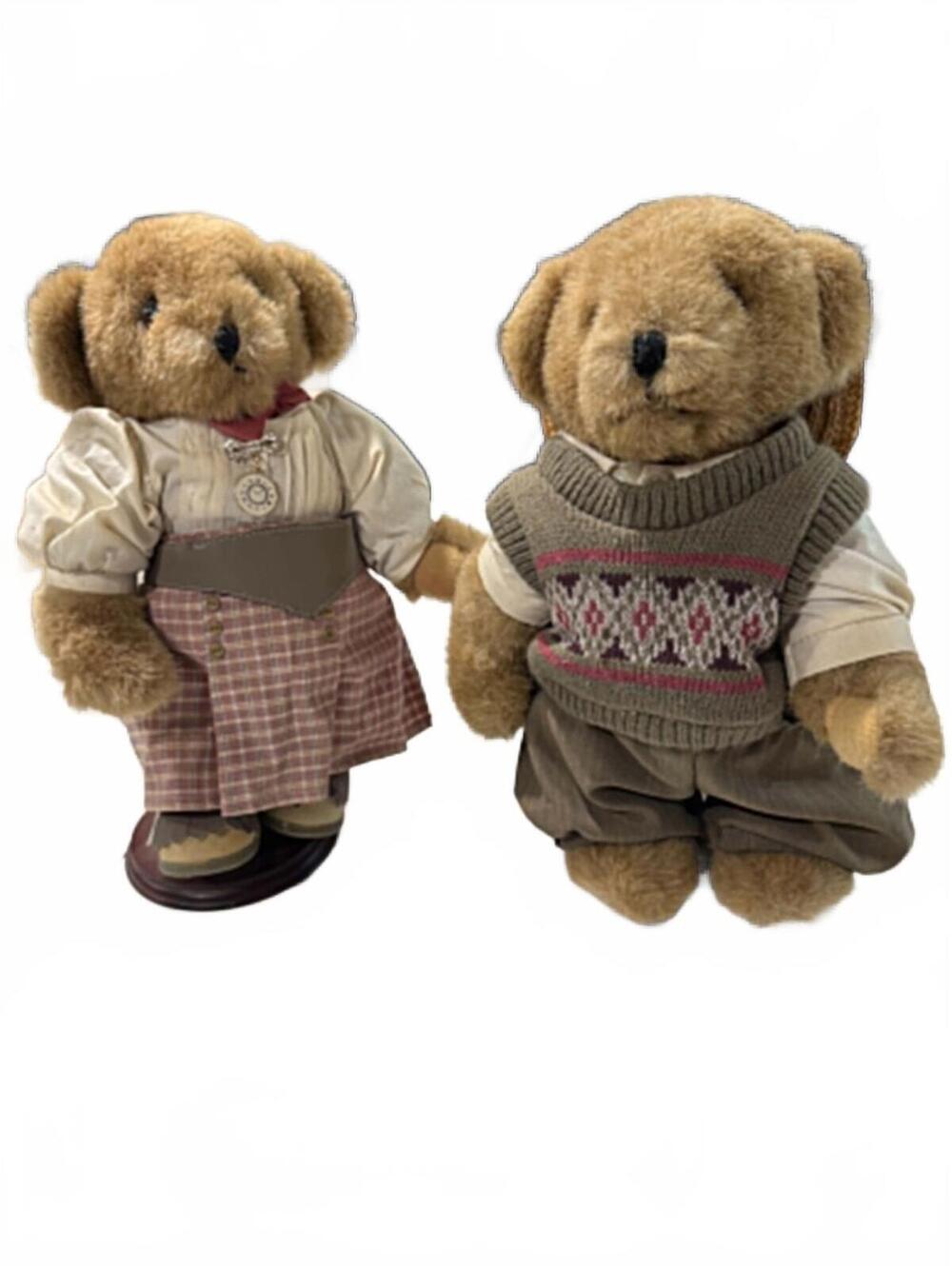 Vintage Pair of Plush Tender Heart Teddy Bears with Accessories